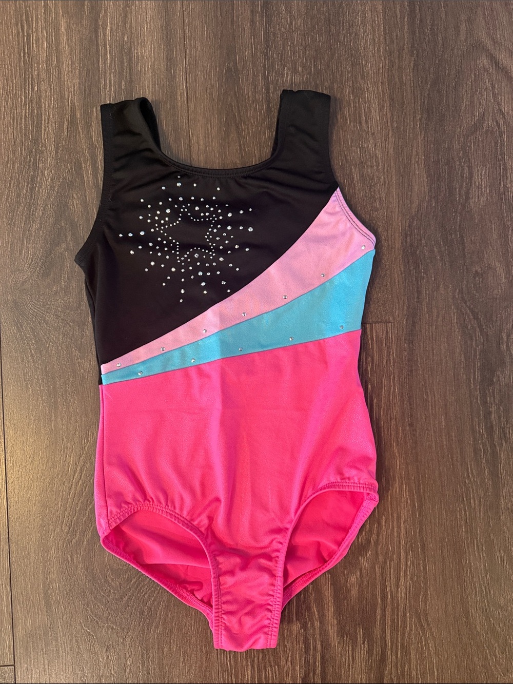 Moret Black, Hot Pink, Light Pink & Light Blue Girls Gymnastics Leotard